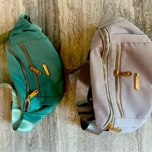 Set of two (teal and gray) belt bags
